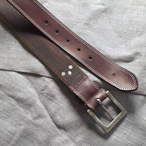 American Bison Brown Leather Belt - Size 36